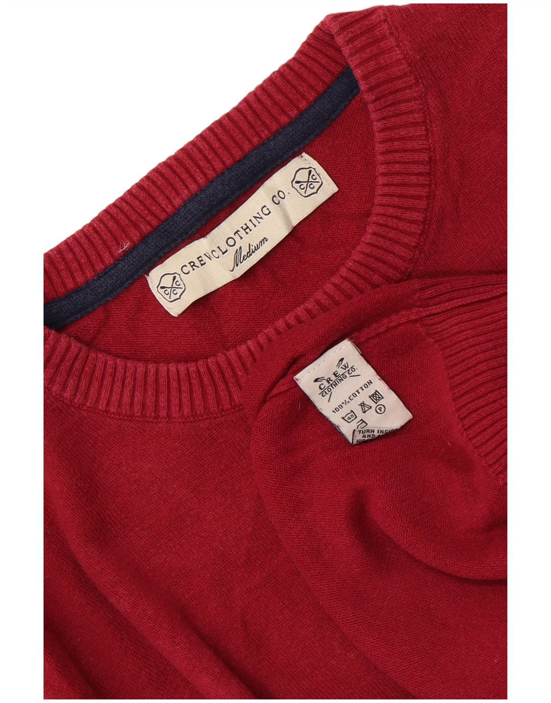 Crew Clothing Męski sweter z okrągłym dekoltem, średnioróżowy, bawełniany