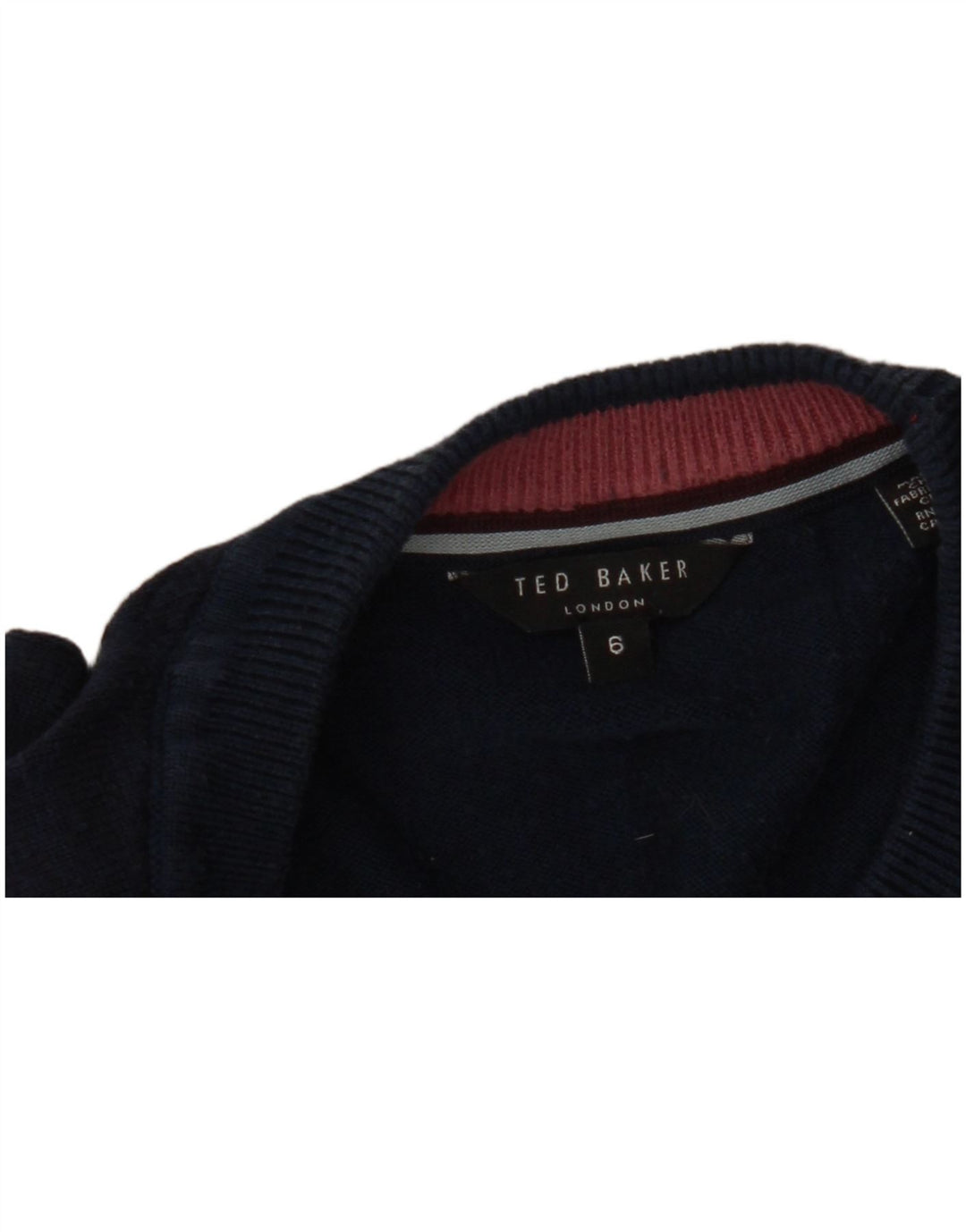 Damski sweter Ted Baker z okrągłym dekoltem, rozmiar 6 2XL, granatowy