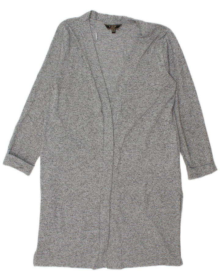 Damski sweter rozpinany Lipsy Longline UK 16, duży, szary, nakrapiany poliester