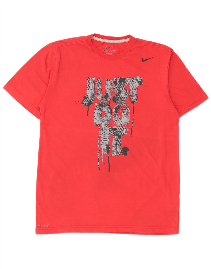 Męski T-shirt NIKE Dri Fit z grafiką, średni czerwony, bawełniany