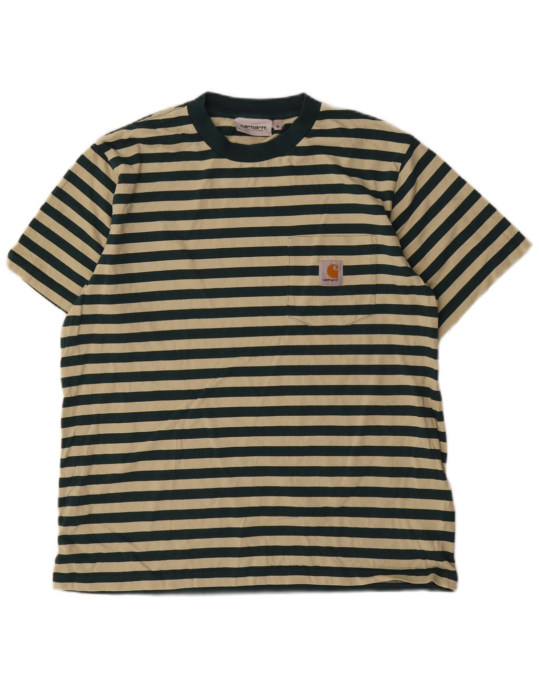 T-shirt męski Carhartt, bawełniany, w średnie zielone paski
