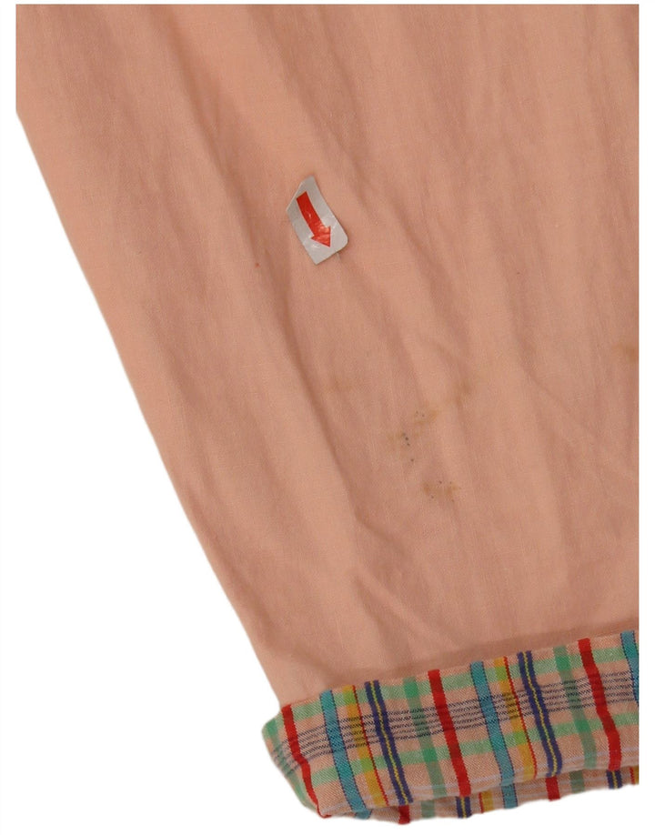 VINTAGE Womens Crop 2 Button Blazer Jacket UK 14 Medium Pink Cotton