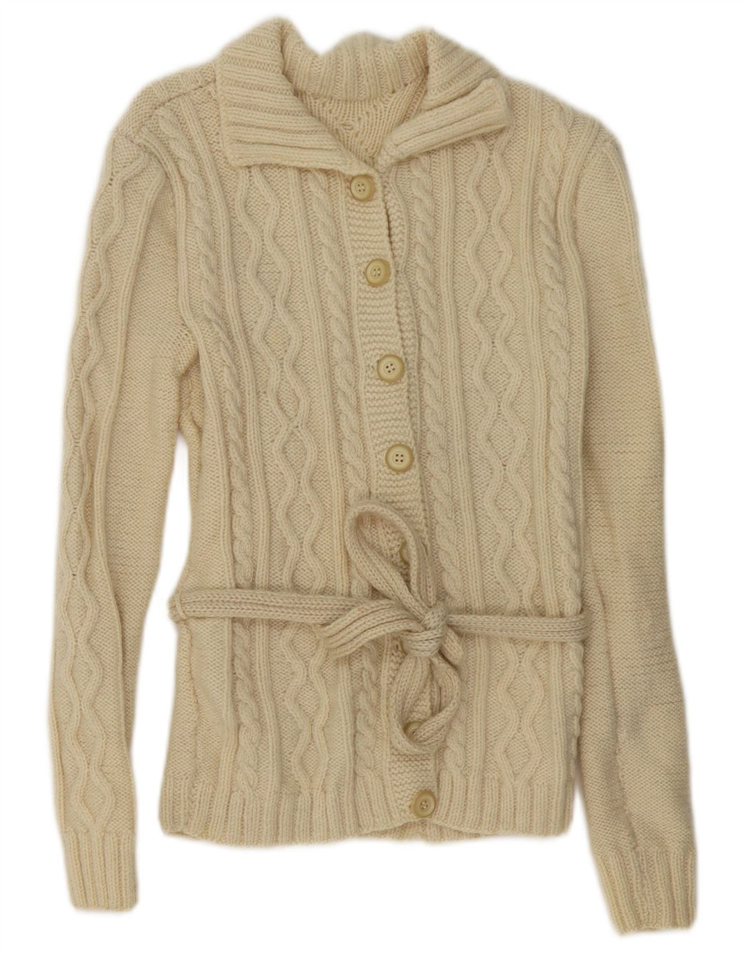 Sweter damski w stylu vintage, kardigan UK 14, średni beż