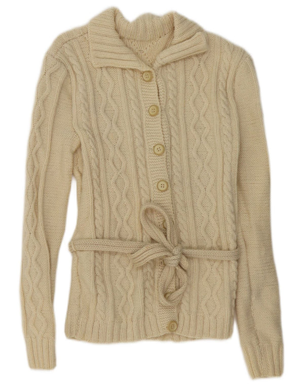 Sweter damski w stylu vintage, kardigan UK 14, średni beż