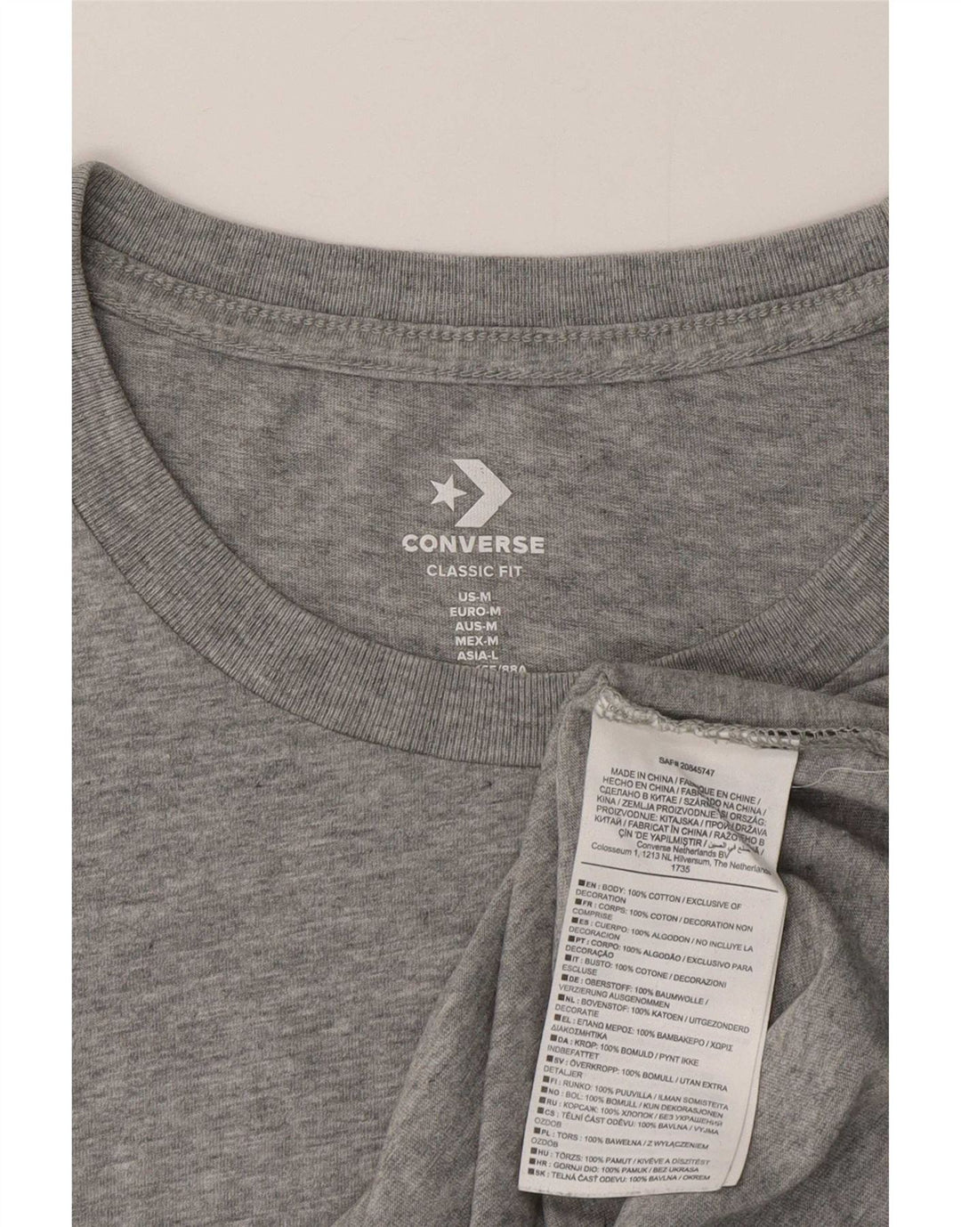 T-shirt damski Converse Top UK 12 Średni szary, bawełniany