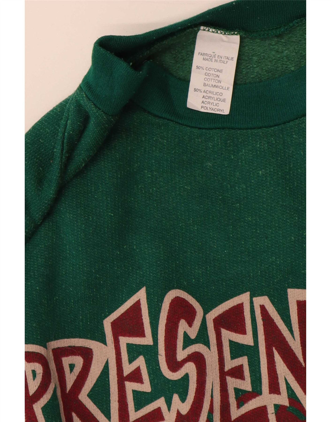 Męska bluza z grafiką w stylu vintage, sweter XL, zielona bawełna