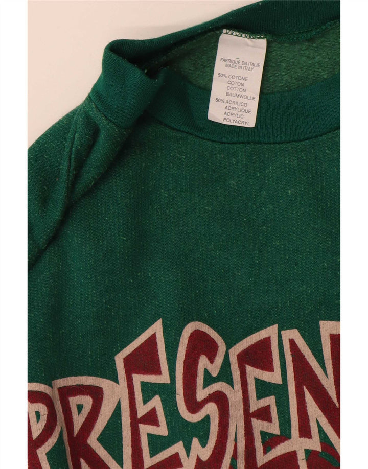 Męska bluza z grafiką w stylu vintage, sweter XL, zielona bawełna