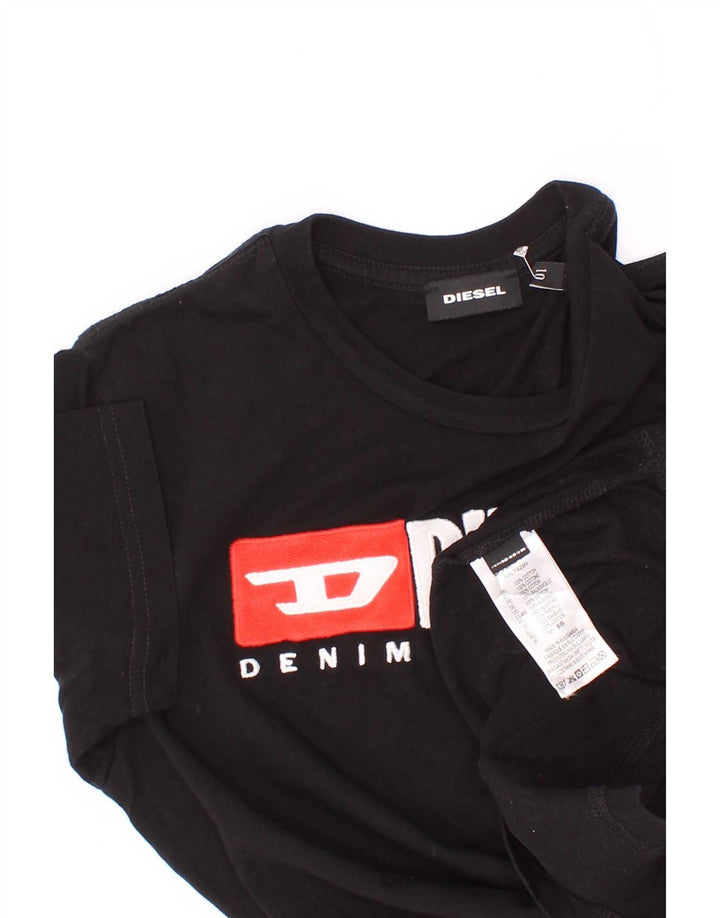 Chłopięcy T-shirt z grafiką Diesel, 9-10 lat, czarna bawełna