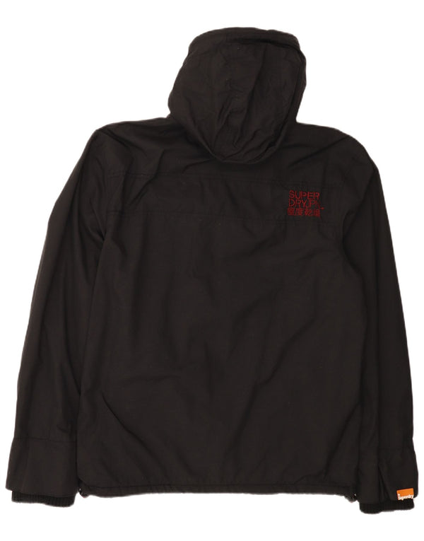 SUPERDRY Męska kurtka przeciwdeszczowa z kapturem The Windcheater Graphic UK 44 2XL czarna