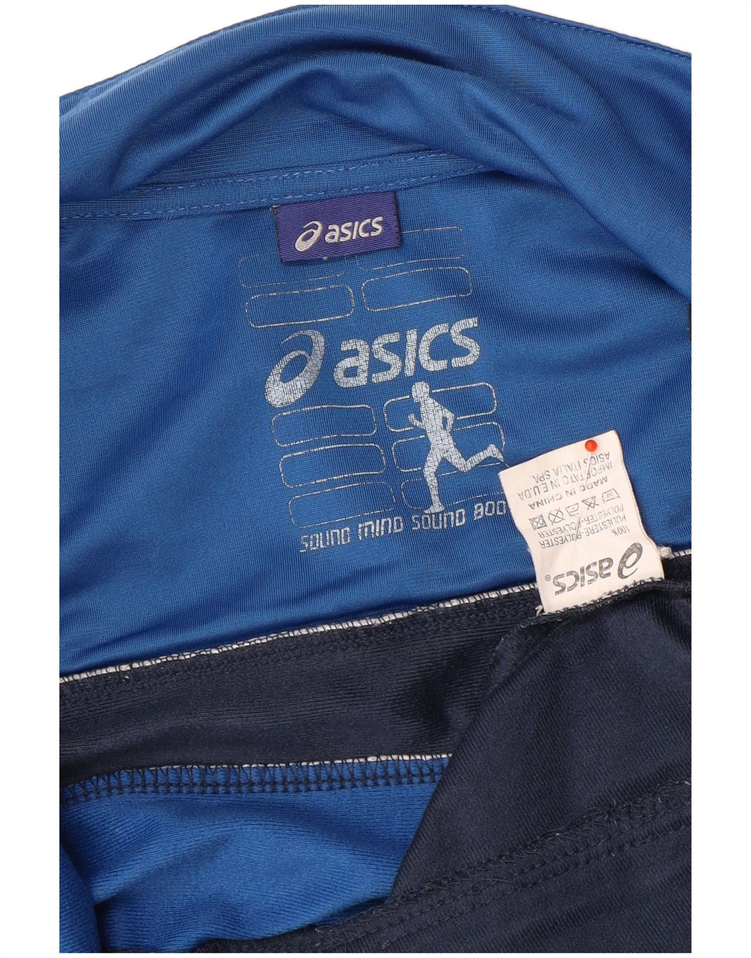 Męska kurtka dresowa Asics z grafiką, mała, granatowa, z blokami kolorów