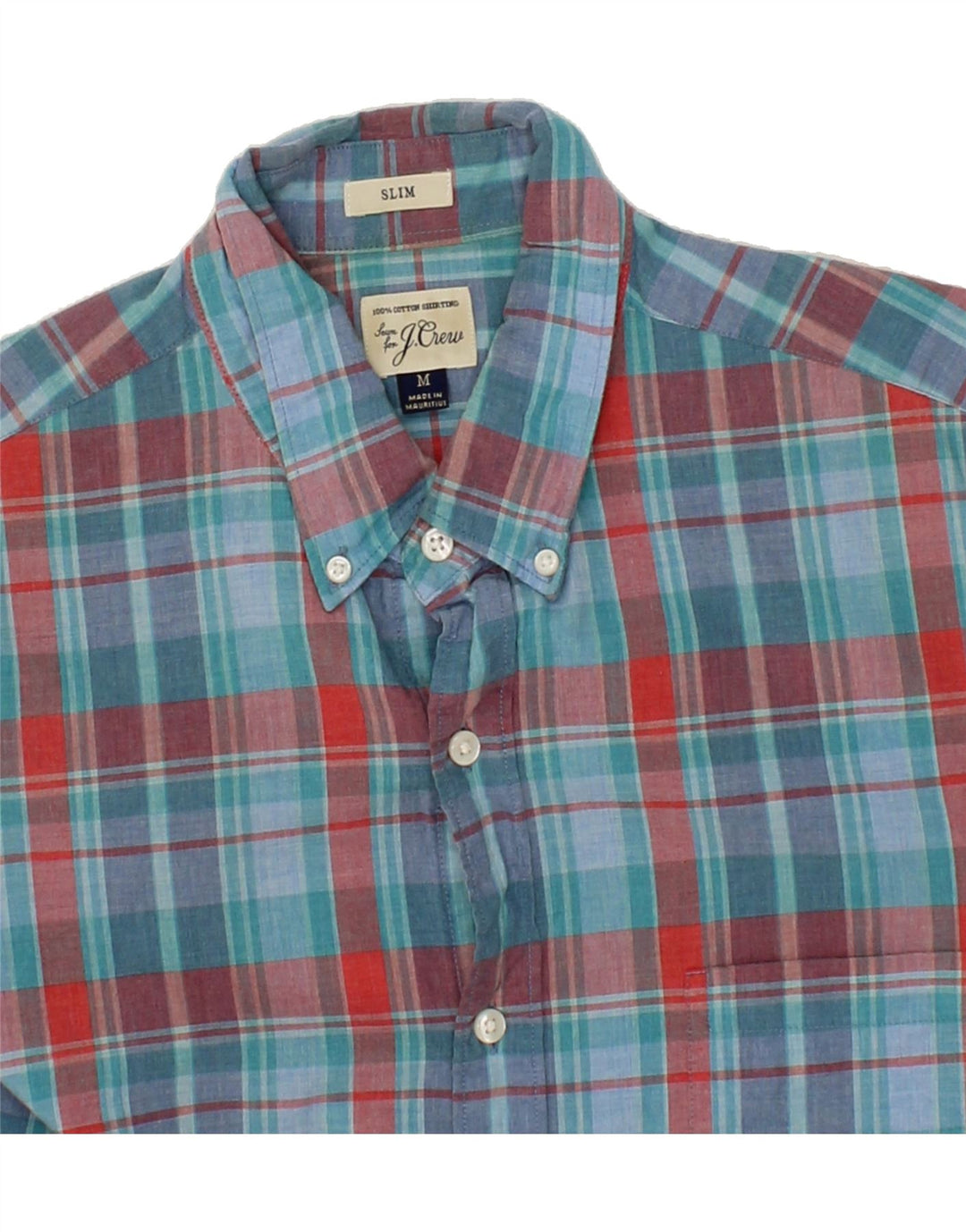 J. CREW Mens Slim Shirt Medium Blue Check Cotton Vintage J. Crew and Second-Hand J. Crew from Messina Hembry 