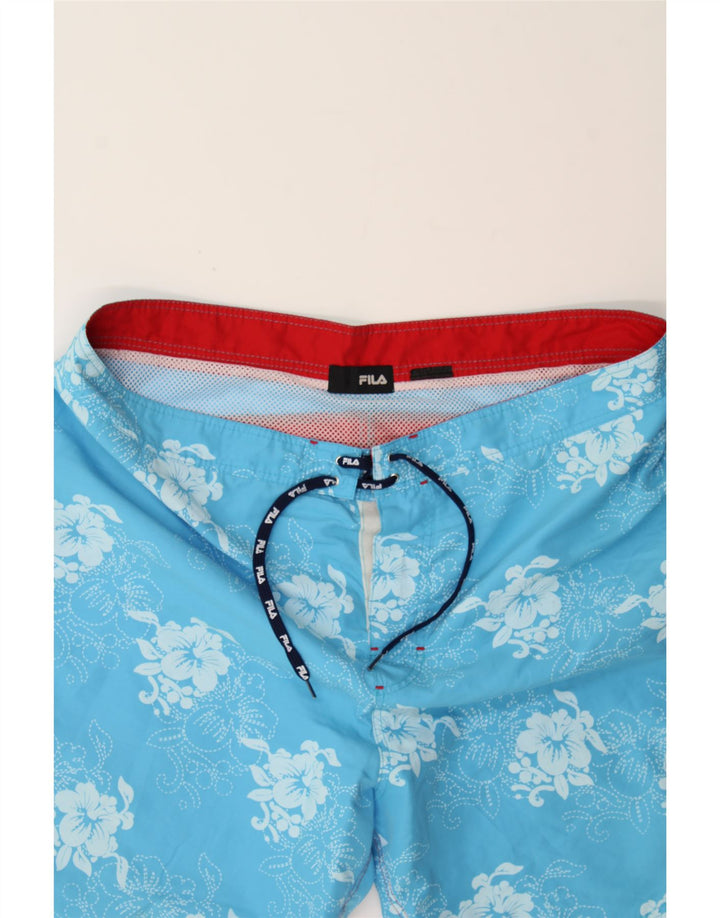 FILA Mens Swimming Shorts Large Blue Floral Polyester Vintage Fila and Second-Hand Fila from Messina Hembry 