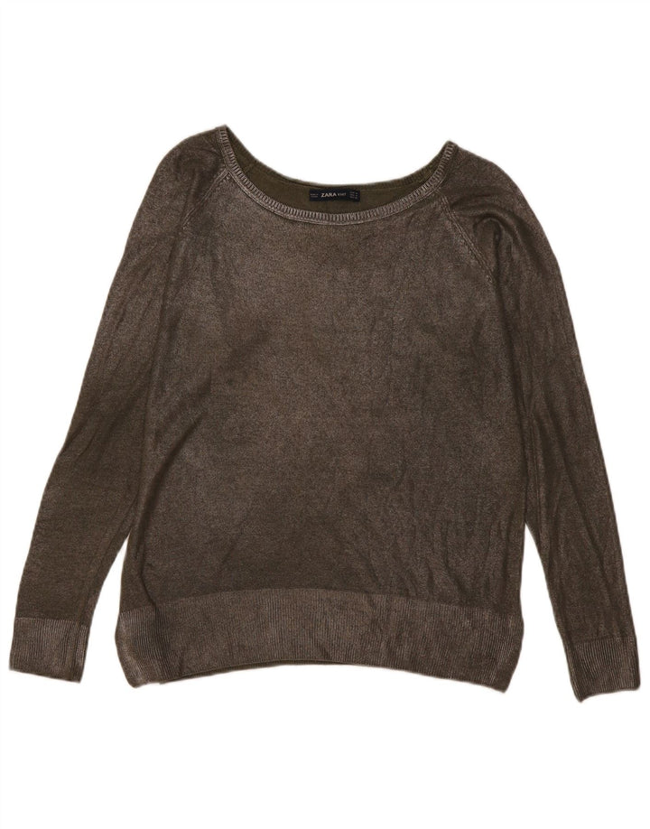 Sweter damski Zara z dekoltem w łódkę, UK 14, średni khaki