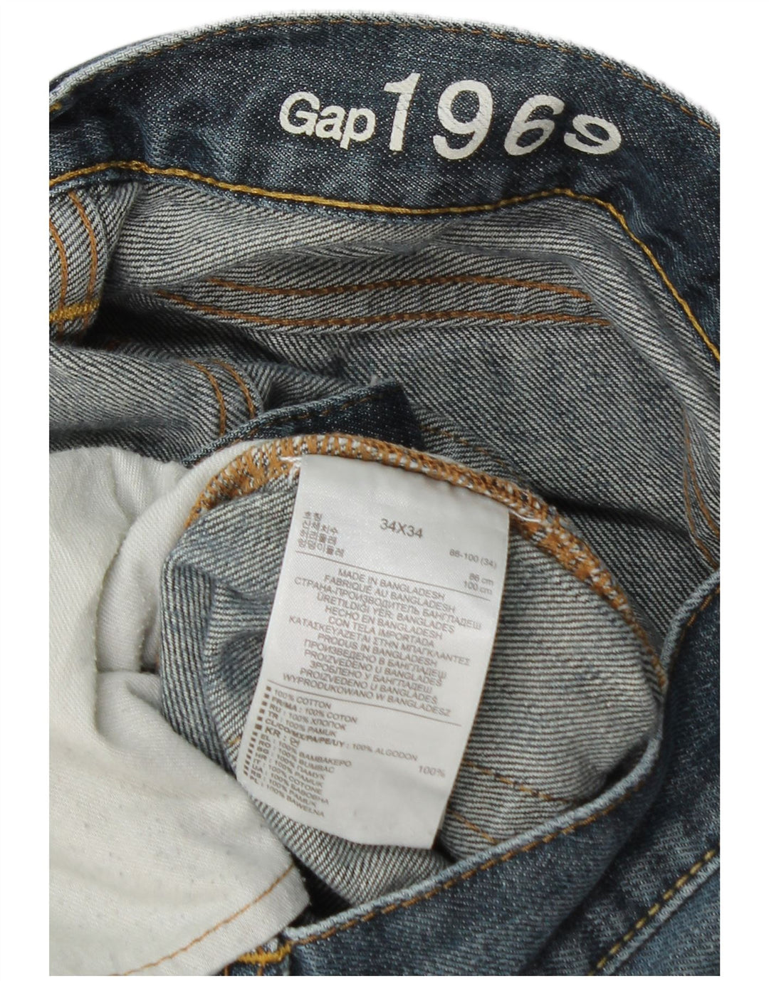 Męskie proste dżinsy Gap W34 L34 Niebieskie bawełniane