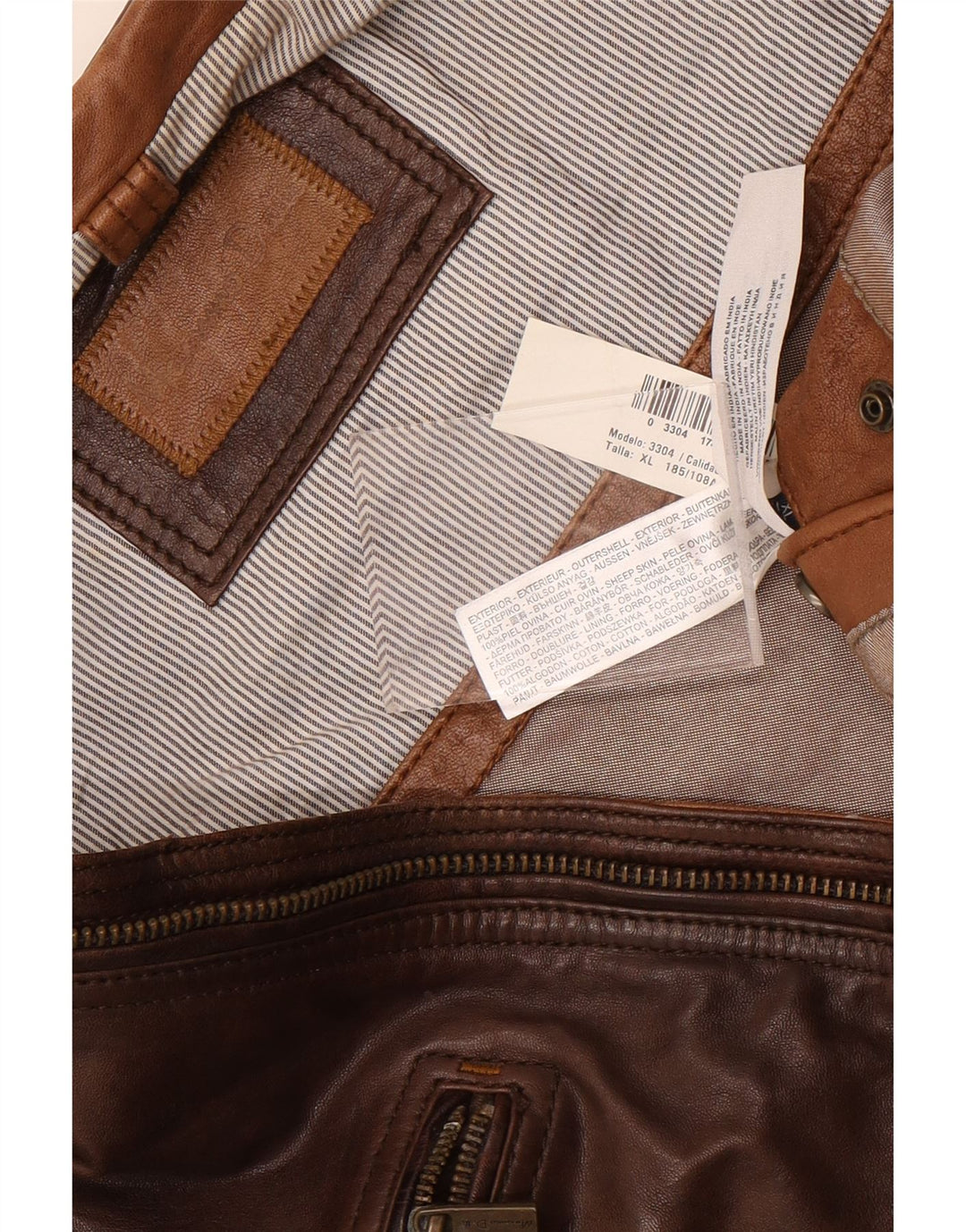 Męska skórzana kurtka motocyklowa Massimo Dutti UK 42 XL, brązowa skóra