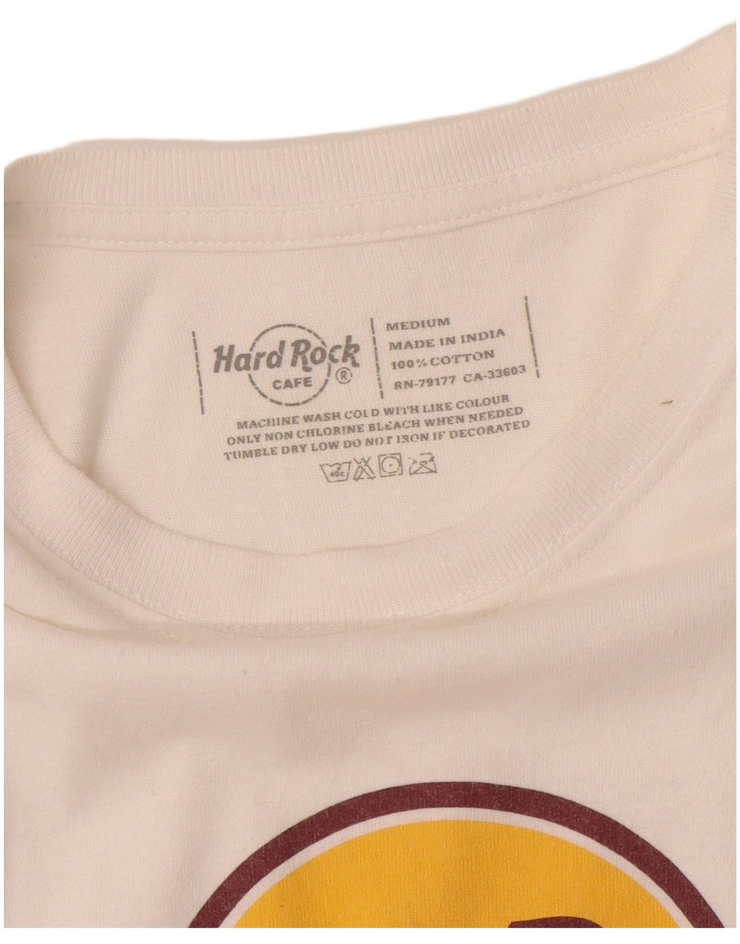 HARD ROCK CAFE Męski T-shirt z grafiką, średni, biały, bawełniany