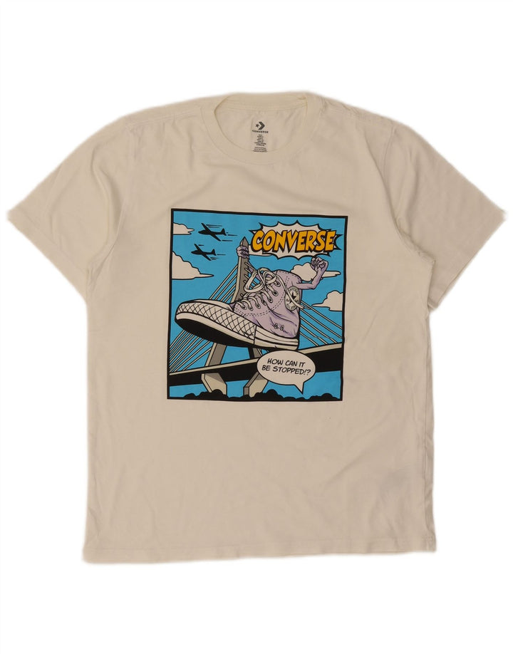 Converse Męski T-shirt z grafiką, mały, biały, bawełniany