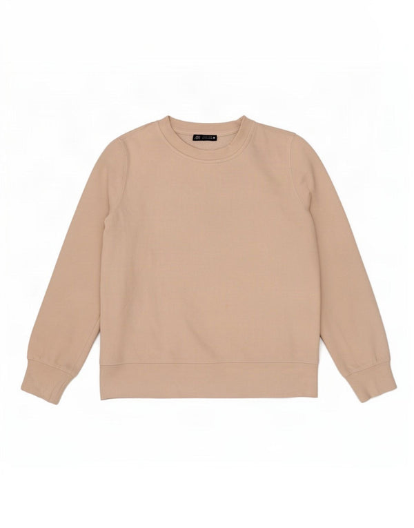 Damski sweter oversize Zara UK 10 Small, beżowy, bawełniany
