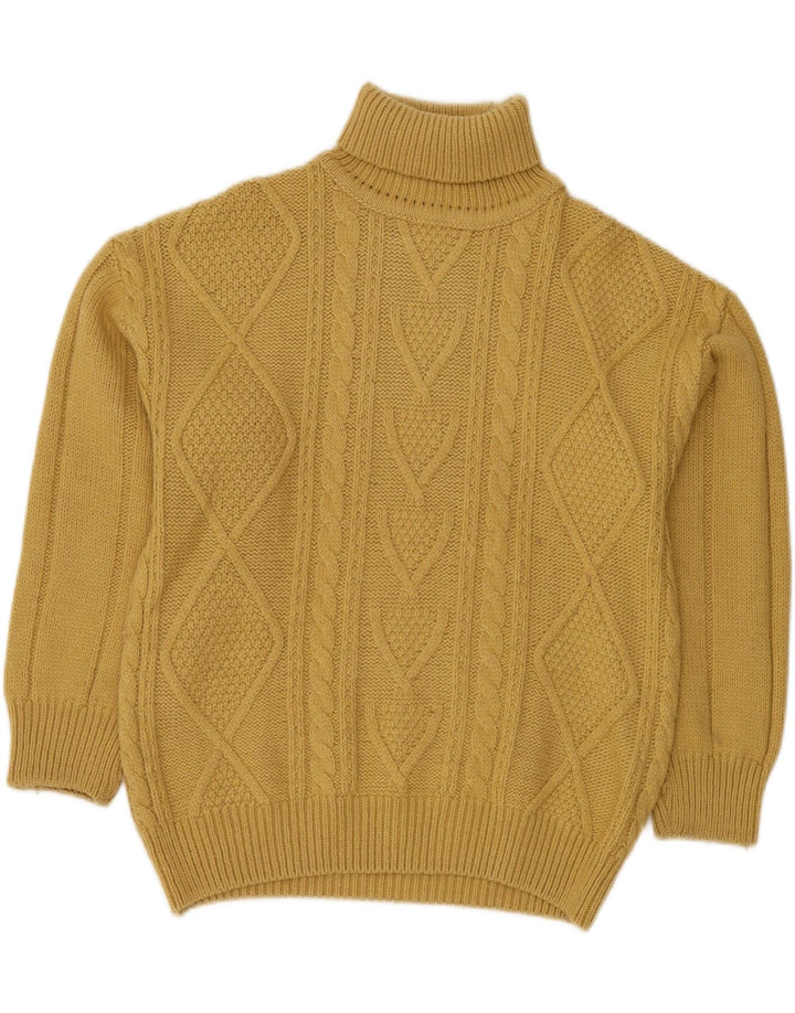 VINTAGE Damski sweter z golfem IT 48 XL Żółta wełna