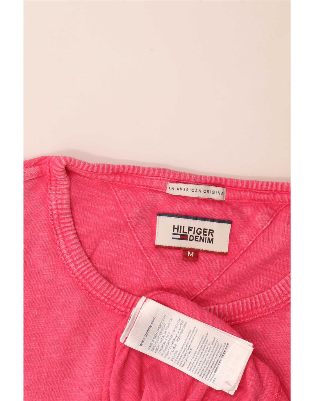 T-shirt męski Tommy Hilfiger Top, średni, różowy, bawełniany nakrapiany