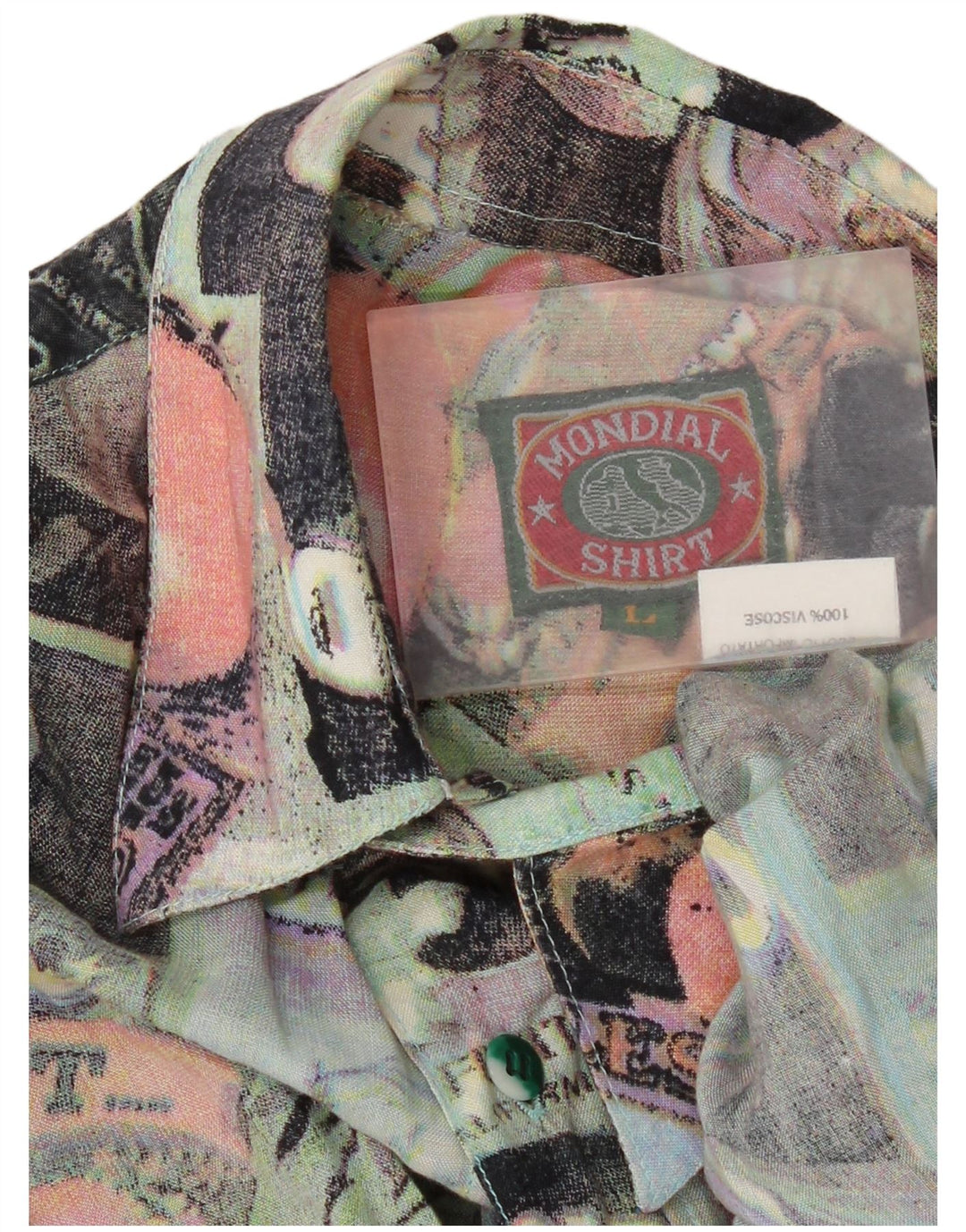 Vintage męska koszula z krótkim rękawem w abstrakcyjny wzór, duża, wielobarwna, retro