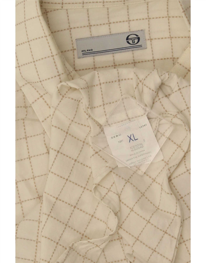 Męska koszula z krótkim rękawem Sergio Tacchini XL, bawełniana, w białą kratkę