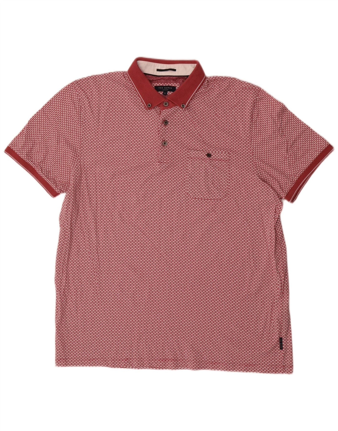 Męska koszulka polo Ted Baker w abstrakcyjny wzór, rozmiar 6 2XL, czerwona, bawełniana