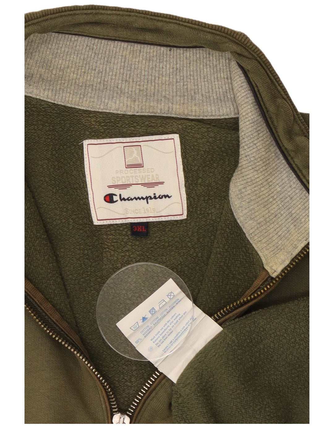 Męski sweter z zamkiem błyskawicznym CHAMPION 3XL, bawełniany khaki