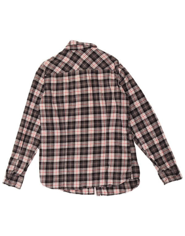 Damska koszula flanelowa Eddie Bauer o klasycznym kroju UK 10, mała, szara bawełniana krata