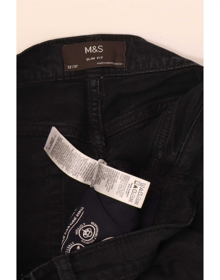 Marks & Spencer Męskie jeansy slim W32 L31 Czarne bawełniane