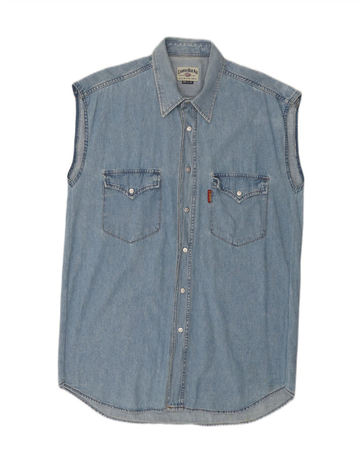 Męska koszula dżinsowa CARRERA bez rękawów, rozmiar 43/44 XL, niebieska, bawełniana