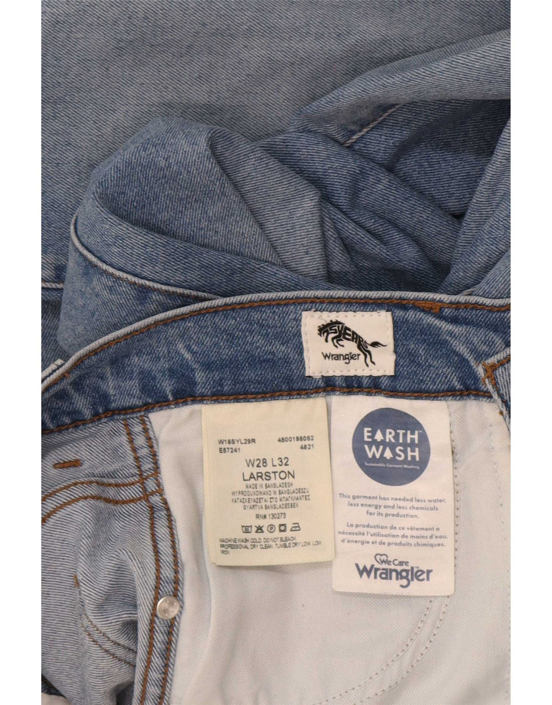 Wrangler Męskie Larston Slim Jeans W28 L32 Niebieskie bawełniane