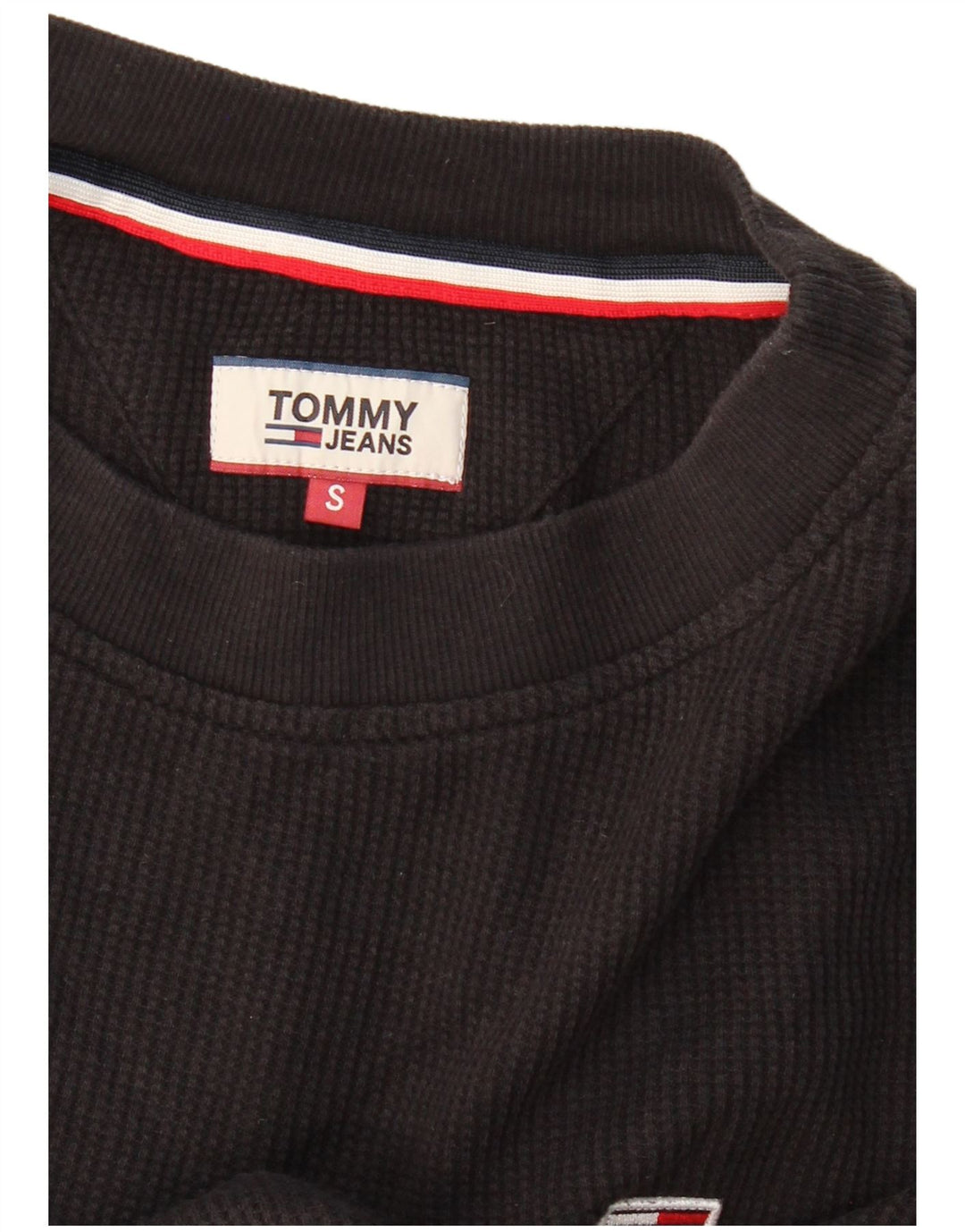 TOMMY HILFIGER Damski krótki top oversize z długim rękawem UK 10 Small Black
