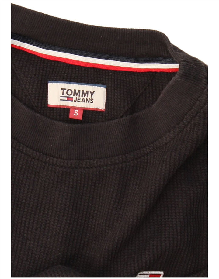 TOMMY HILFIGER Damski krótki top oversize z długim rękawem UK 10 Small Black