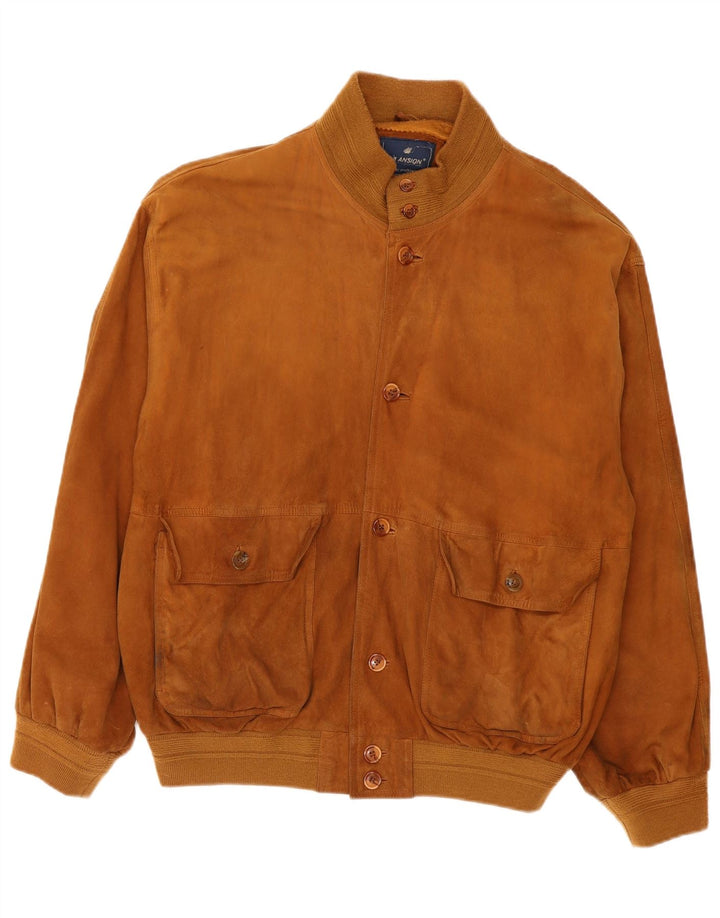 Vintage męska zamszowa kurtka bomber IT 56 3XL brązowa skóra