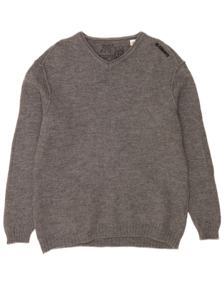 Męski sweter Sixty z dekoltem w kształcie litery V, 2XL, szara wełna