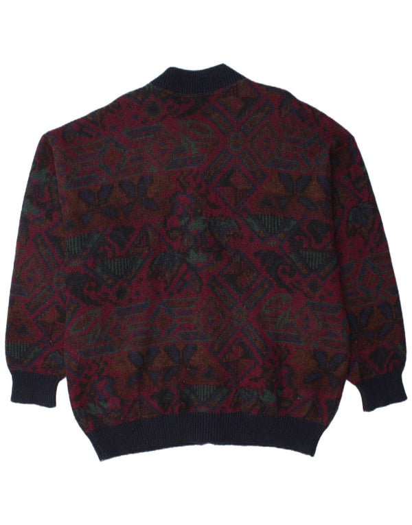 Męski sweter kardigan PETER BRĄZOWY IT 58 3XL Burgundowy Fair Isle