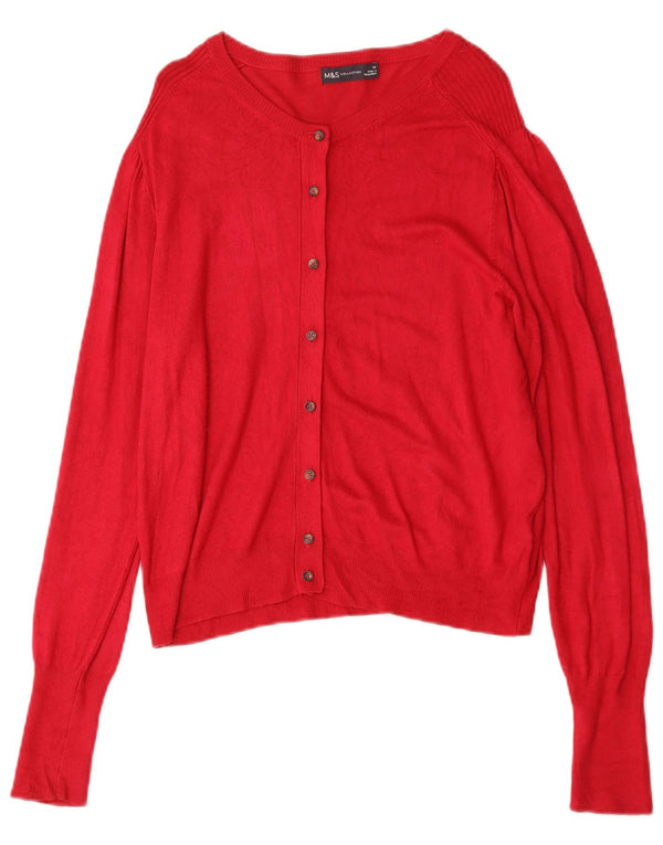 Marks & Spencer Womens Cardigan Sweater UK 14 Large Red Viscose
