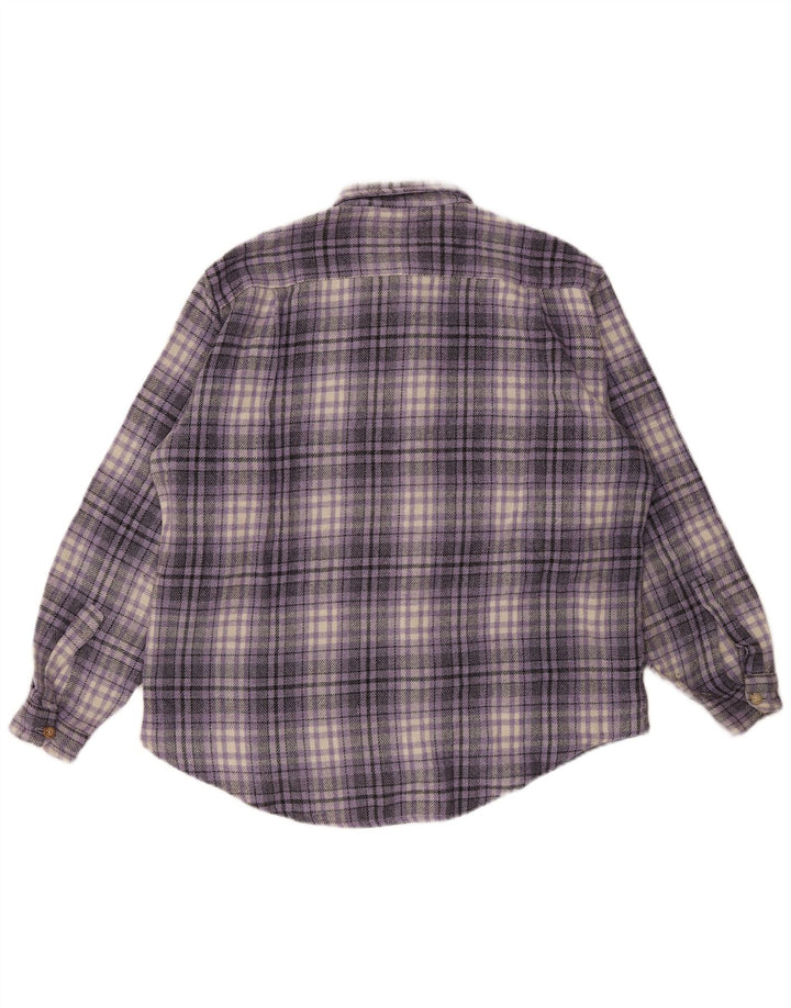 Męska koszula flanelowa Wampum XL w fioletową kratkę