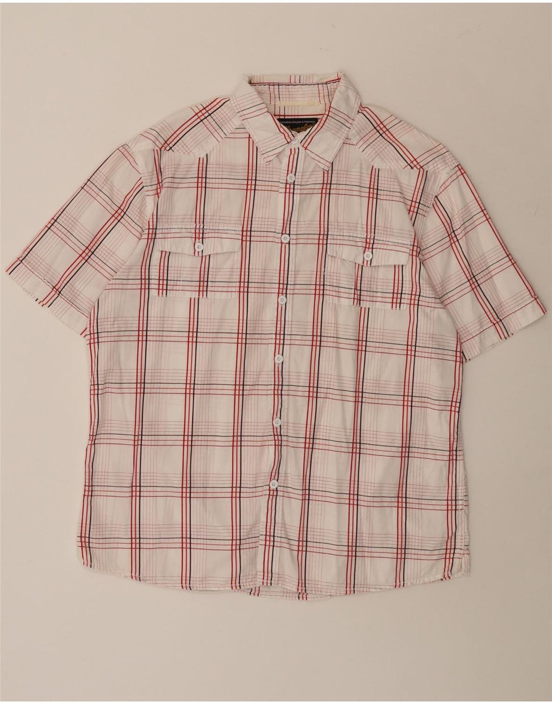 Koszula męska z krótkim rękawem Wrangler XL, bawełniana, w białą kratkę