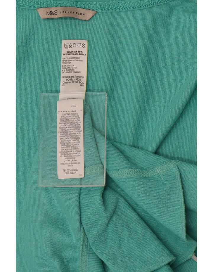 Marks & Spencer Damski sweter z kapturem i zamkiem, UK 12, średni turkusowy bawełniany