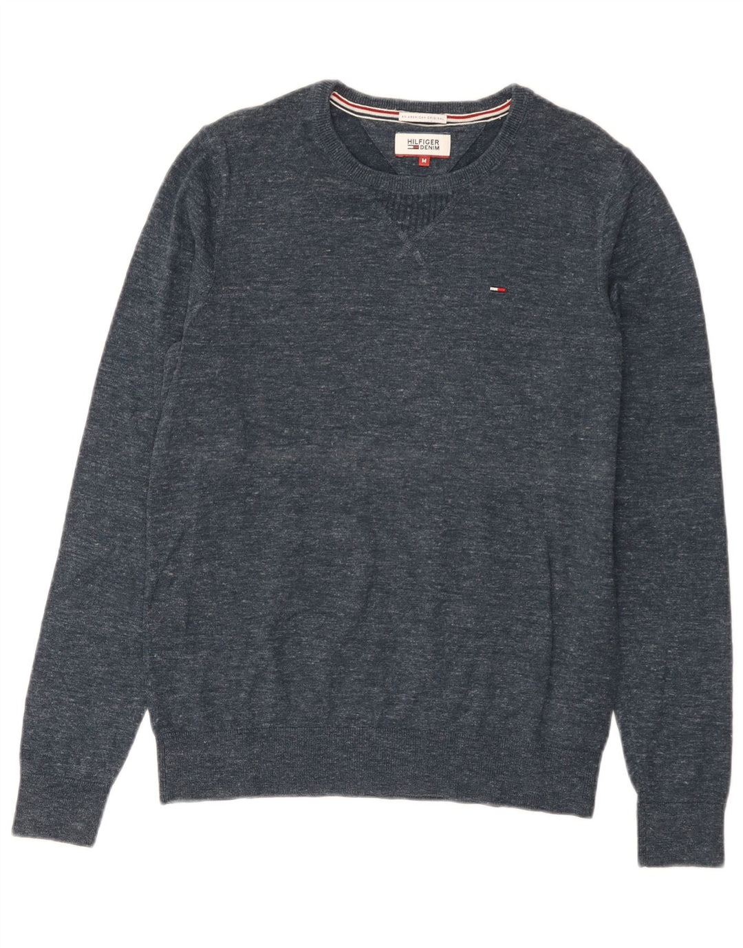 Męski sweter z wycięciem pod szyją Tommy Hilfiger, średni granatowy, nakrapiany