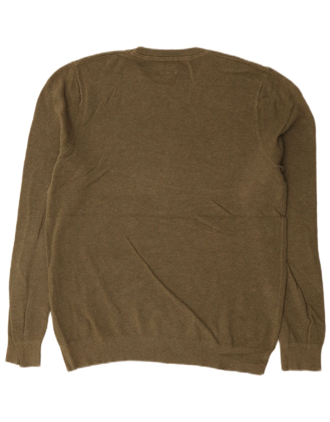 Męski sweter z okrągłym dekoltem John Lewis, duży, bawełniany khaki