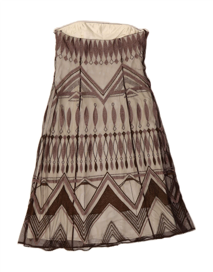 COAST Womens Strapless Dress UK 12 Medium Purple Geometric Polyester Vintage Coast and Second-Hand Coast from Messina Hembry 