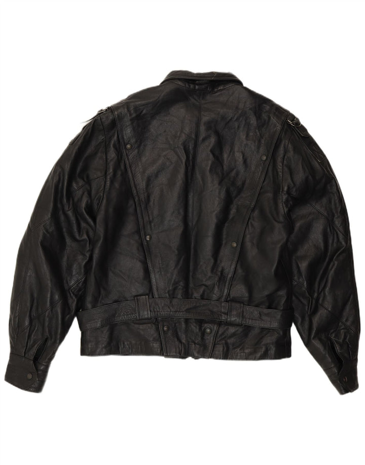 Vintage męska skórzana kurtka skórzana IT 48 średnia czarna skóra