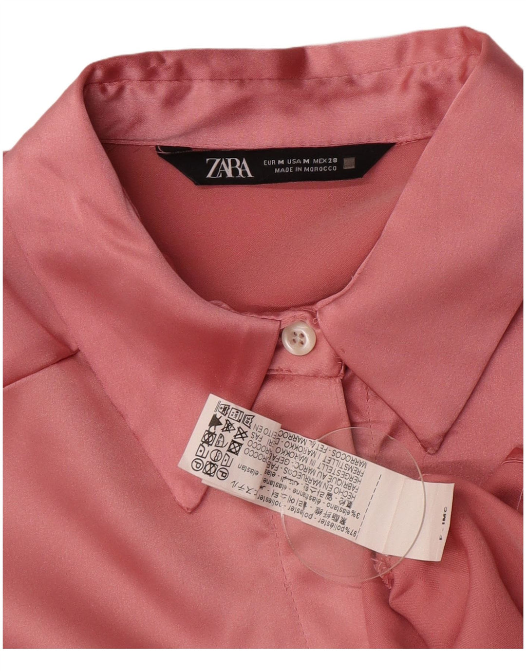 Damska bluzka koszulowa oversize Zara UK 14, średni różowy poliester