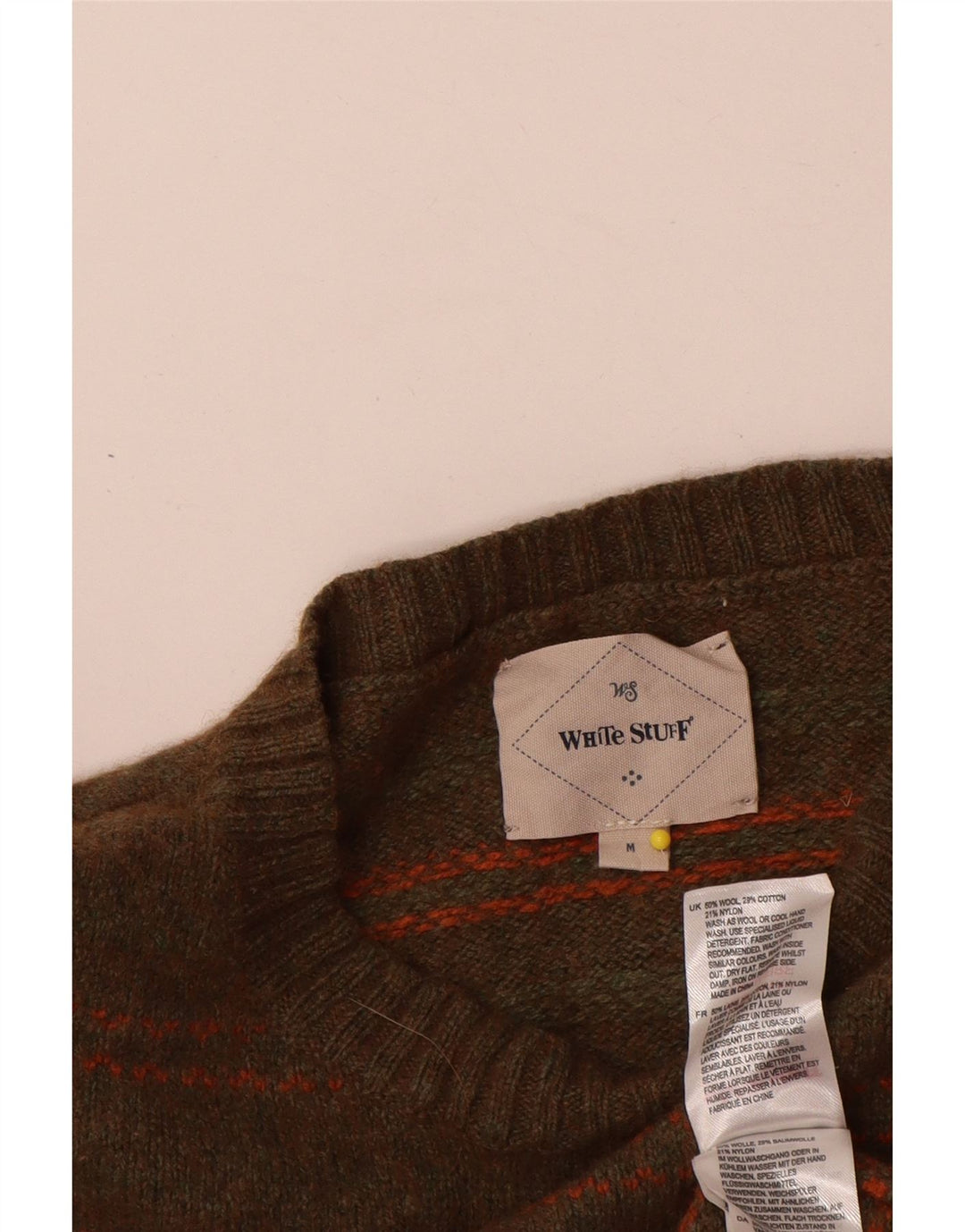 Męski sweter z okrągłym dekoltem White Stuff, wełniany, w kolorze khaki