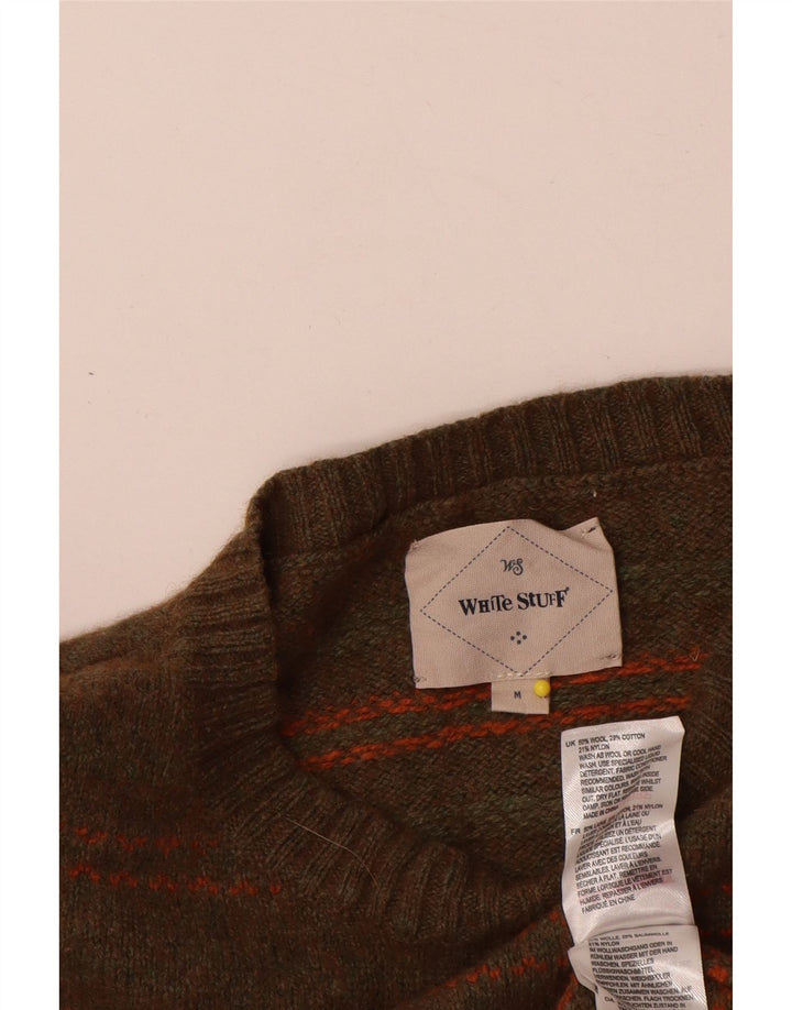 Męski sweter z okrągłym dekoltem White Stuff, wełniany, w kolorze khaki