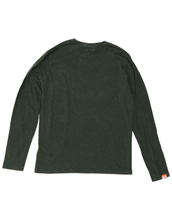 Męski top Superdry z długim rękawem, mały, zielony, bawełniany