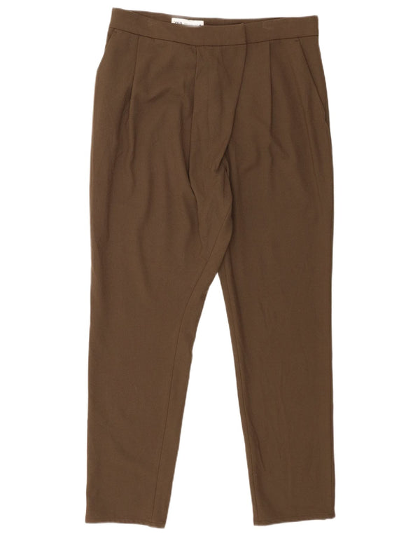 Damskie spodnie chino z wysokim stanem Zara, średnie W28 L28, brązowe
